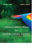Instructors Solutions Manual for Modern Control Systems&comma; 12th Edition by Richard C&period; Dorf&comma; Robert H&period; Bishop