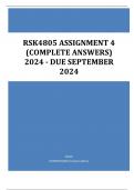 RSK4805 Assignment 4 &lpar;COMPLETE ANSWERS&rpar; 2024 - DUE September 2024&period;