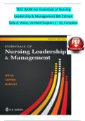 TEST BANK For Essentials of Nursing  Leadership & Management 8th Edition   Sally A&period; Weiss&comma; Verified Chapters 1 - 16&comma; Complete