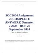 SOC2604 Assignment 2 &lpar;COMPLETE ANSWERS&rpar; Semester 2 2024 - DUE 27 September 2024 &semi; 100&percnt; TRUSTED Complete&comma; trusted solutions and explanations&period; Ensure your success with us&period;&period; 