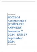 SOC2604 Assignment 2 &lpar;COMPLETE ANSWERS&rpar; Semester 2 2024 - DUE 27 September 2024 &semi; 100&percnt; TRUSTED Complete&comma; trusted solutions and explanations&period; Ensure your success with us&period;&period; 