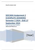 SOC2604 Assignment 2 &lpar;COMPLETE ANSWERS&rpar; Semester 2 2024 - DUE 27 September 2024 &semi; 100&percnt; TRUSTED Complete&comma; trusted solutions and explanations&period; Ensure your success with us&period;&period; 