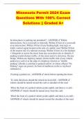 Minnesota Permit 2024 Exam  Questions With 100&percnt; Correct  Solutions &vert;&vert; Graded A&plus; 
