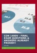 CON 1400V - FINAL EXAM QUESTIONS & ANSWERS ALREADY PASSED&excl;&excl;