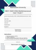Rasmussen University MDC1 &lpar;NUR 2356&rpar; Multidimensional Care 1 Exam 1 With Verified Solutions