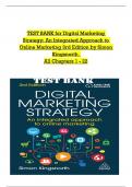 TEST BANK for Digital Marketing Strategy&colon; An Integrated Approach to Online Marketing&comma; 3rd Edition by Simon Kingsnorth&comma; All Chapters 1 to 22 complete Verified editon ISBN&colon; 9781398605978