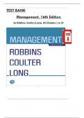 Test Bank For Management 16th Edition by &lpar;Robbins&period;&sol;Coulter &sol;Long&rpar;&comma; All 18 Chapters Covered&comma; Verified Latest Edition  202425&period;
