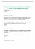 Nursing 101 Fundamentals Of Nursing Practice Exam 1&comma; Part 1&2 Verified Questions And Answers