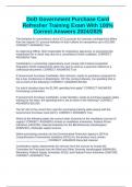 DoD Government Purchase Card Refresher Training Exam With 100&percnt; Correct Answers 2024&sol;2025