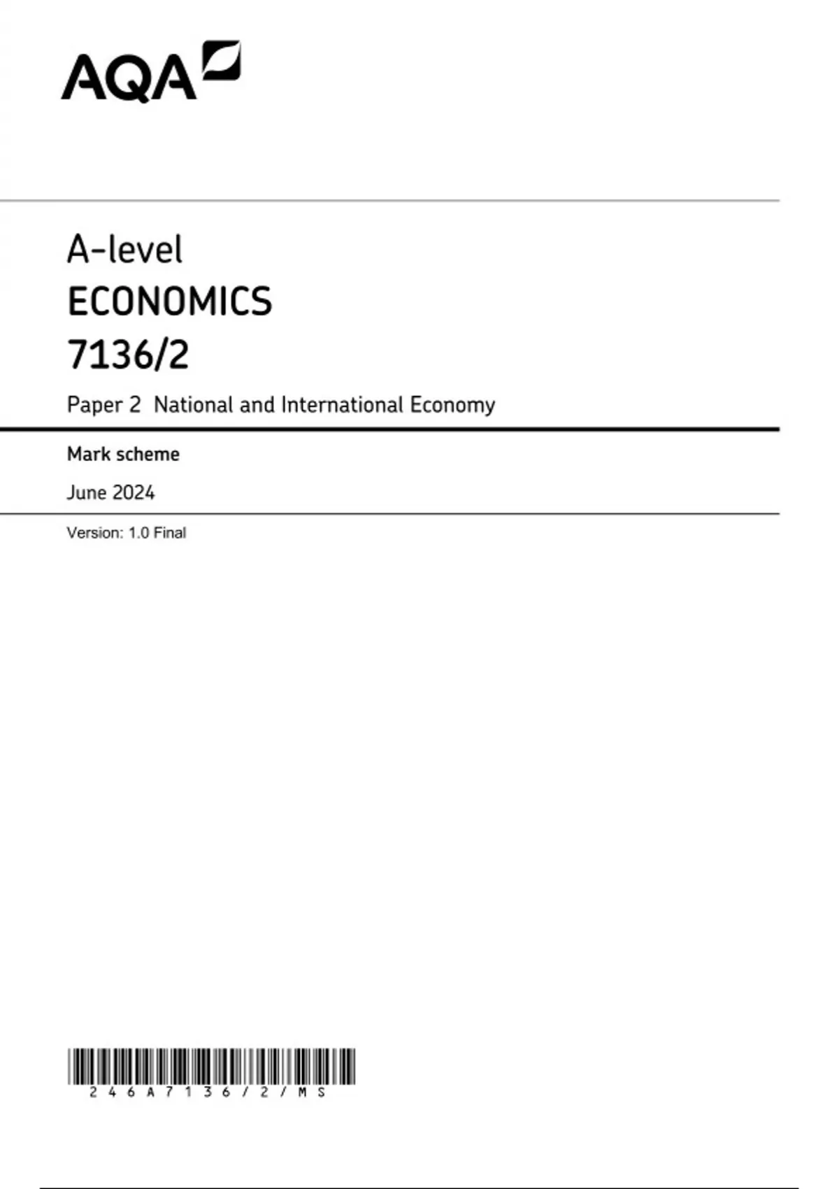 AQA A-level ECONOMICS Paper 1, 2 and 3 JUNE 2024 QUESTION PAPERS AND ...