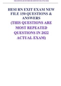 HESI RN EXIT EXAM-NEW FILE TESTED 2022HESI RN EXIT EXAM NEW FILE 150 Questions and  Answers