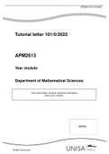 APM2613 - Numerical Methods Assignment 1 2022 Quiz Solutions 100% Guaranteed