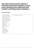 2024 HESI PHARMACOLOGY VERSION 2 &sol;PHARMACOLOGY HESI VERSION 2 ACTUAL EXAM COMPLETE EXAM QUESTIONS AND CORRECT ANSWERS&vert;ALREADY GRADED A&plus;