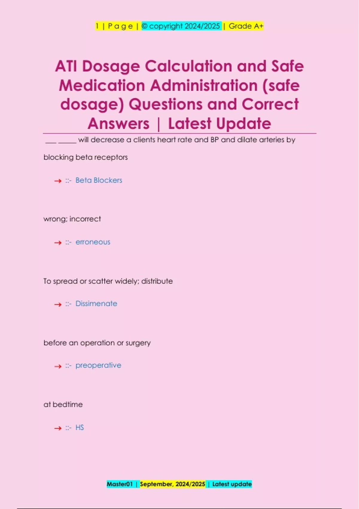 ATI Dosage Calculation and Safe Medication Administration (safe dosage ...