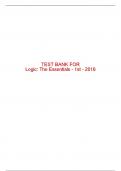 Test Bank For Logic&colon; The Essentials - 1st - 2016 All Chapters - 9781305070929