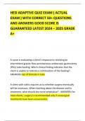 HESI ADAPTIVE QUIZ EXAM &lpar; ACTUAL EXAM &rpar; WITH CORRECT 50&plus; QUESTIONS AND ANSWERS GOOD SCORE IS GUARANTEED LATEST 2024 &ndash; 2025 GRADE A&plus; 