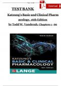 TEST BANK Katzung s Basic and Clinical Pharmacology&comma; 16th Edition by Todd W&period; Vanderah&comma; Chapters 1 - 66