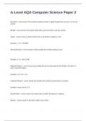 A-Level AQA Computer Science exam questions and verified correct answers