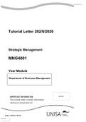 Tutorial Letter 202/0/2020    Strategic Management  MNG4801  Year Module
