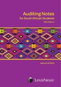 AUDITING NOTES FOR SOUTH AFRICAN STUDENTS  TENTH EDITION      JACKSON AND STENT