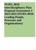 NURS 4010 Interdisciplinary Plan Proposal Assessment 3 2021/2022.
