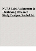 NURS 5366 Assignment 2: Identifying Research Study Designs Graded A+.