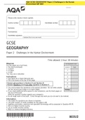 AQA GCSE GEOGRAPHY Paper 2 Challenges in the Human Environment QP 2021 and AQA A -LEVEL GEOGRAPHY Paper 1 Physical Geography QP 2021 and AQA GCSE GEOGRAPHY Paper 3 Geography Applications 2021 QP