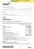 AQA GCSE GEOGRAPHY Paper 1 Living with the Physical Environment QP 2021