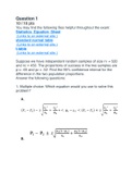 MATH 110 Exam 8 Statistics Questions and Answers- Portage Learning