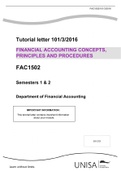 Financial accounting concepts, principles and procedures