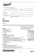 AQA AS PHYSICS Paper 2 QUESTION PAPER AND MARK SCHEME 2021