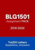 BLG1501 - Tutorial Letters 201 (Merged) (2016-2020) (Questions&Answers)