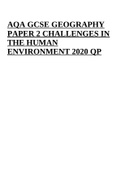 AQA GCSE GEOGRAPHY PAPER 2 CHALLENGES IN THE HUMAN ENVIRONMENT 2020.