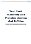 Test Bank Ricci Maternity Pediatric Nursing 3 Edition latest 2022