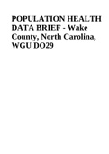 POPULATION HEALTH DATA BRIEF - Wake County, North Carolina, WGU DO29