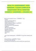 HEALTH ASSESSMENT HESI  VERSION 2 EXAM COMPLETE  QUESTIONS WITH VERIFIED  CORRECT ANSWERS &vert;&vert; GRADED A&plus; 