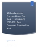 ATI Fundamentals Proctored Exam Test Bank (11 VERSIONS) 2020-2021 Best Document Download for an A