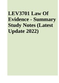 LEV3701 Law Of Evidence - Summary Study Notes (Latest Update 2022)