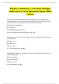 Florida Community Association Manager Prelicensure Course Questions Solved 100&percnt; Correct