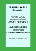 Social Work Stenden - Jaar 1 Periode 1: Alle collegeaantekeningen met oefentoets en tentamenaanwijzingen docent