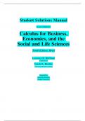 Student Solutions Manual  to accompany  Calculus for Business&comma;  Economics&comma; and the  Social and Life Sciences  Tenth Edition&comma; Brief  Laurence D&period; Hoffman  Smith Barney  Gerald L&period; Bradley  Claremon McKenna College  Prepared by  Devilyna Nichols  Purdue Unive