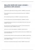 Maryville NURS 620 Adult 1 EXAM 1 questions with answers