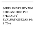 South University NSG  6006-NSG6006 Prespecialty  Evaluation Exam pg  1 to 4