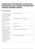 FLORIDA BOAT TEST 2023-2024 ACTUAL EXAM 150 QUESTIONS AND CORRECT ANSWERS &lpar;100&percnt; VERIFIED ANSWERS&rpar; &vert;AGRADE