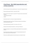 Final Exam - Bio 2320 &lpar;reproductive and urinary systems&rpar; fully solved