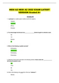 HESI A2 2022 EXAM LATEST VERSION Graded A&plus;