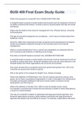 BUSI 409 Final Exam Study Guide with complete solution