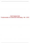 Test Bank For Fundamentals of Construction Estimating - 4th - 2019 All Chapters - 9781337399395