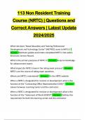 113 Non Resident Training Course &lpar;NRTC&rpar; &vert; Questions and Correct Answers &vert; Latest Update 2024&sol;2025