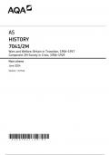 AQA AS HISTORY 7041&sol;2M Wars and Welfare&colon; Britain in Transition&comma; 1906&ndash;1957 Component 2M Society in Crisis&comma; 1906&ndash;1929 Mark scheme June 2024